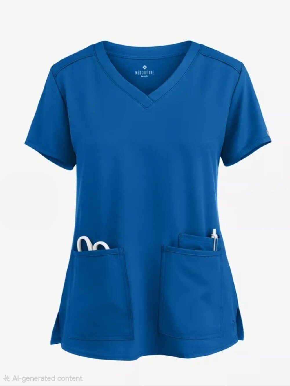 Med Couture Womens Blue Insight 3-Pocket V-Neck Scrub Top Size XS NWT Medical